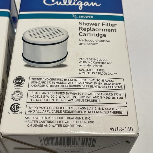 New Lot of 2 Genuine Culligan WHR-140 Replacement Shower Filter Cartridges - Picture 2 of 2